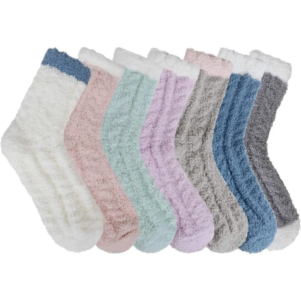 Women's Blue Winter Fuzzy Socks Cozy Fluffy Sock Warm Fuzzy Christmas Socks
